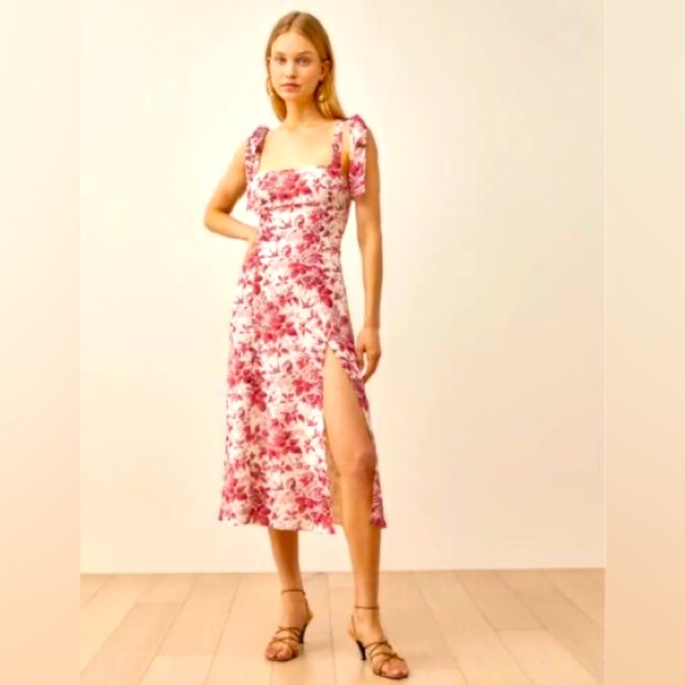 Summer Dress twilight Red toile de jouy pattern Size Medium size 6 MIDI